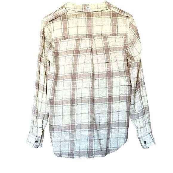 Billabong Venture Out Plaid Shirt Women’s Size M Cream/Tan EUC - Picture 6 of 11